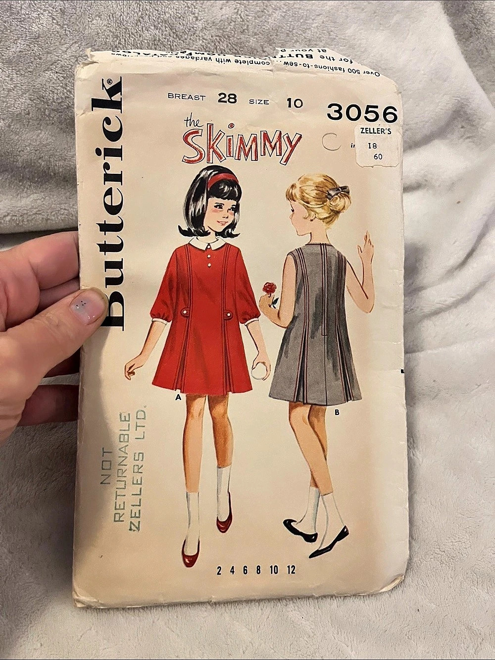 Vintage 1960’s Butterick 3056  “The Skimmy “
Girls Dress Sewing Pattern